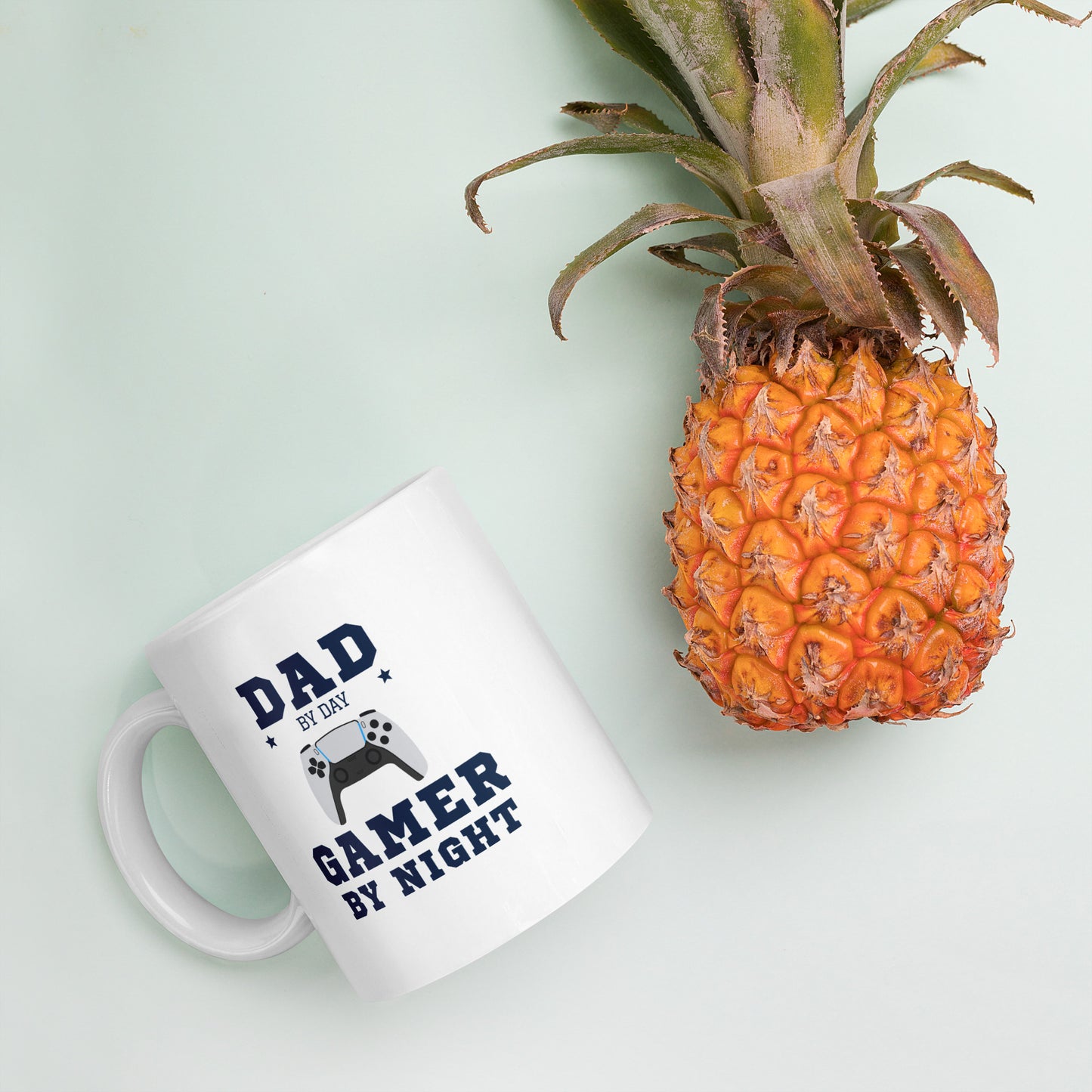 Dad Gamer White glossy mug